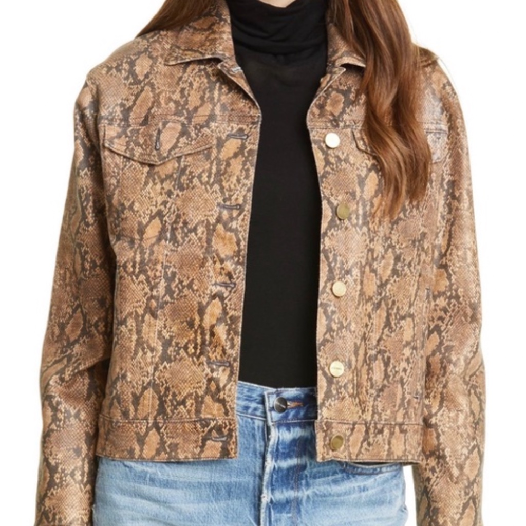 Frame Le Vintage Python Print Coated Denim Jacket
